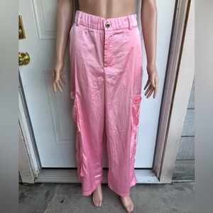Women’s satin high waist cargo pants size L